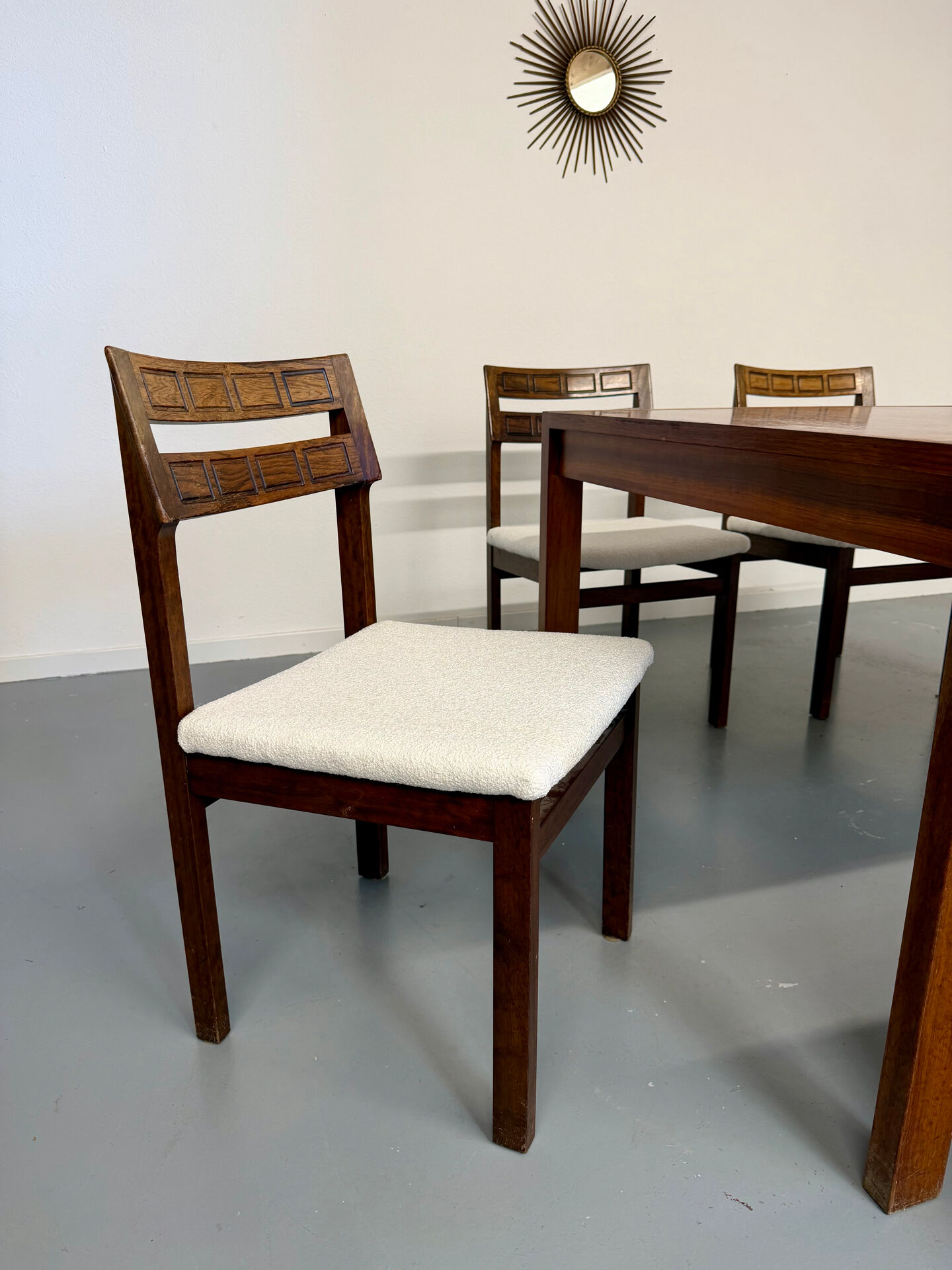 Lot de 6 chaises palissandre forme géométriques design italien 1960