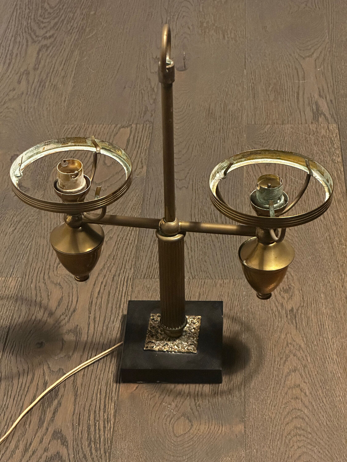 Double lamp fixture in brass, neo-classical style from the 1950s.