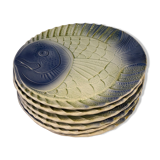 Lot de 6 assiettes à Poisson Sarreguemines