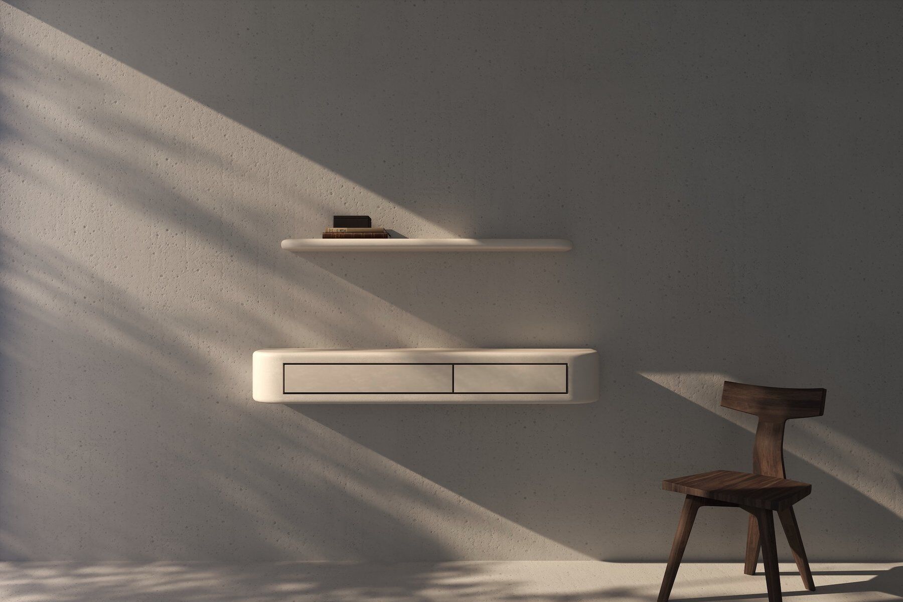 Contemporary Handmade Textured Plaster Wall Shelf