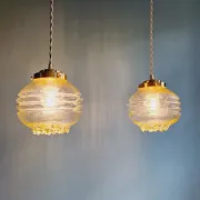 Suspension Space Age in transparent yellow glass, 1970 (10 available)