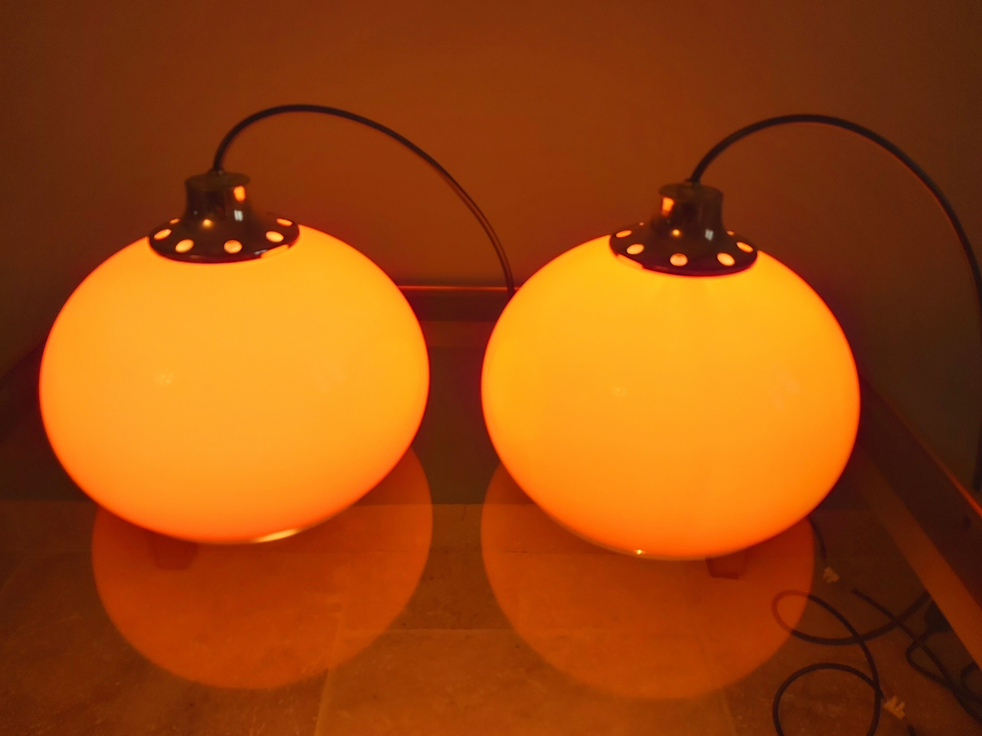 Lot de 3 suspensions orange vintage, années 70