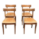 4 chaises de salle à manger en velours et bois massif, époque XIXème