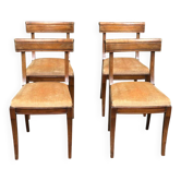 4 dining chairs from the 19th century in velvet and solid wood.