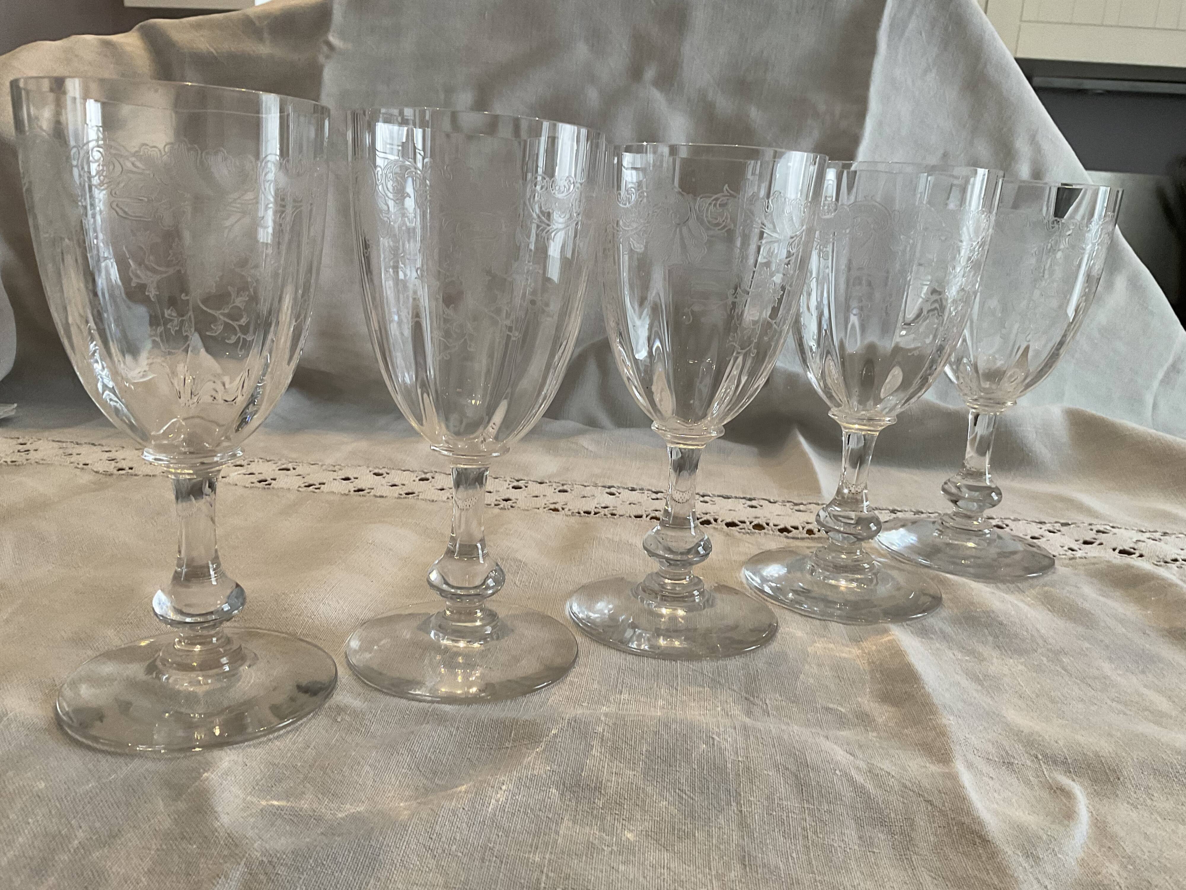 5 water glasses, Crystal Saint Louis, model Massenet with Venetian dimensions