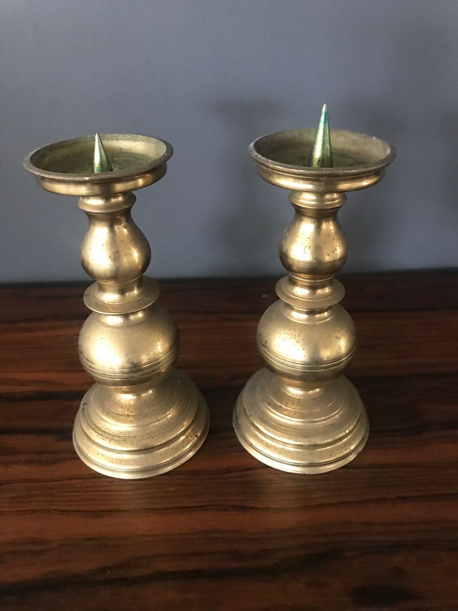 pair of brass candlesticks