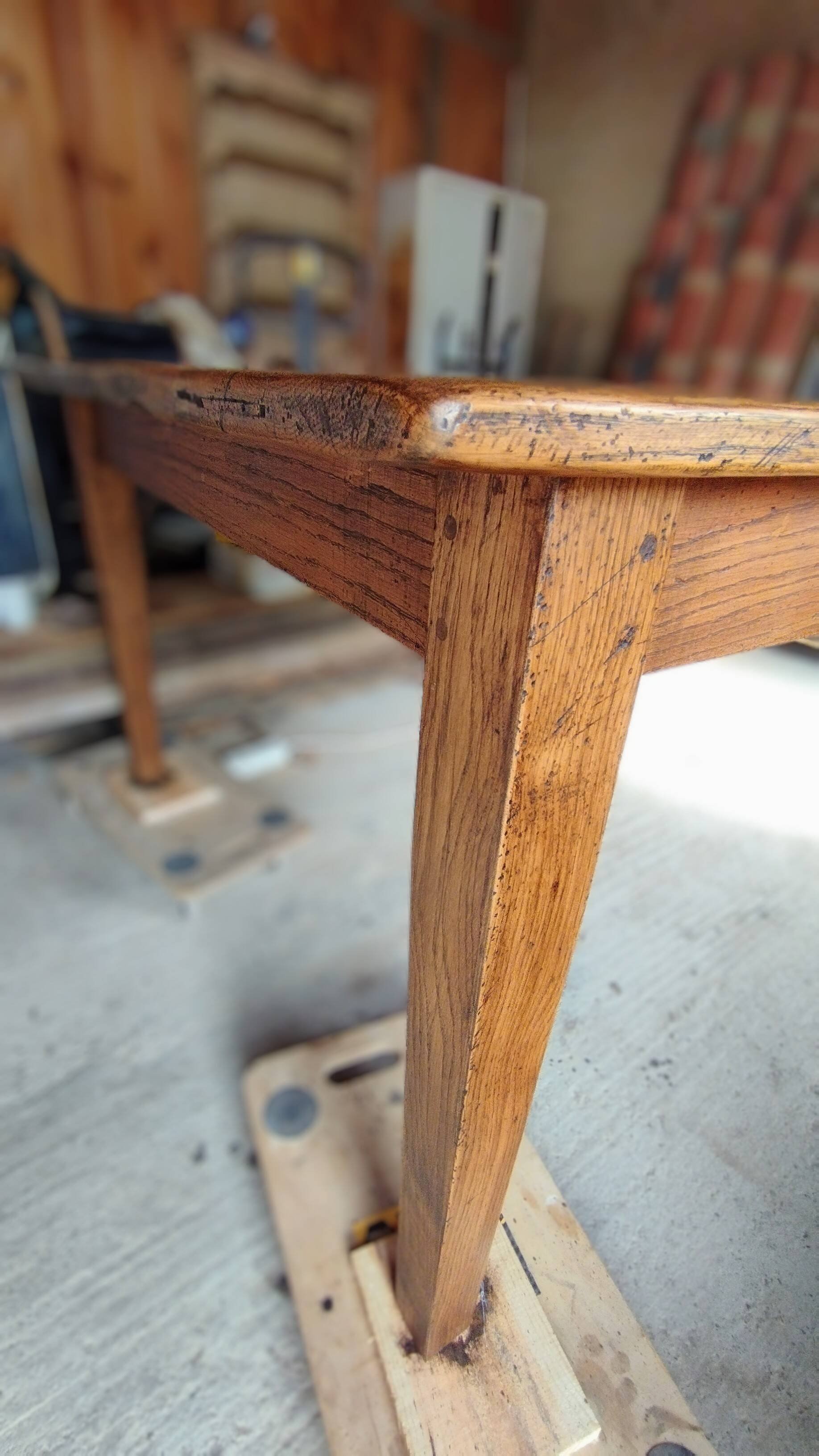 Solid oak farmhouse table, 270x120 cm, with 4 drawers