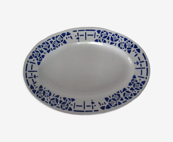 Plat ovale Lunéville K & G faience ancienne modèle DIJON fleur bleu 300112