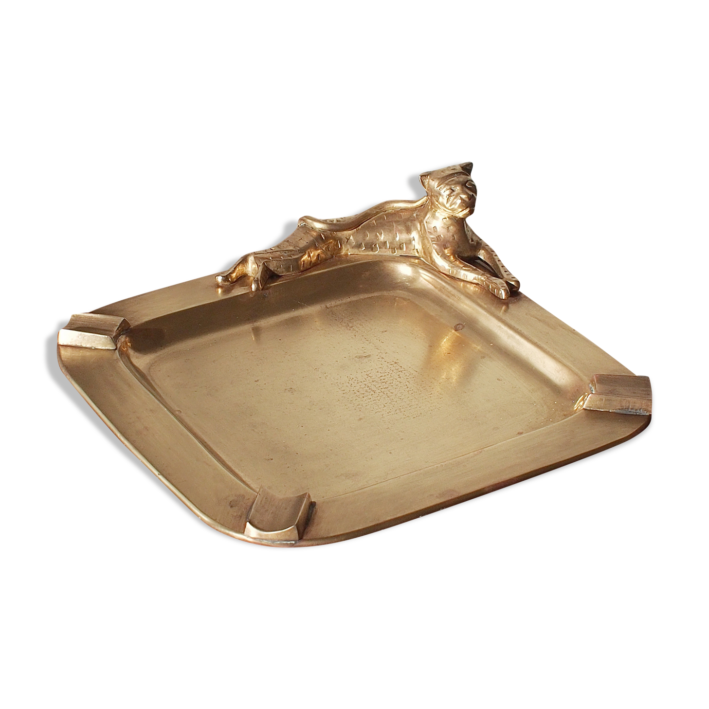 Leopard brass ashtray