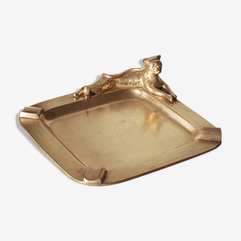 Leopard brass ashtray