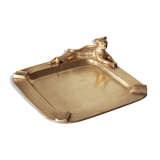 Leopard brass ashtray