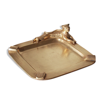 Leopard brass ashtray