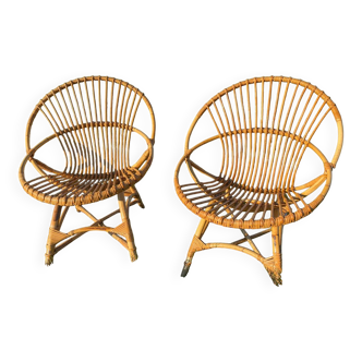 Pair of rattan armchairs