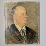 Old oil painting portrait of a man from the 20th century
