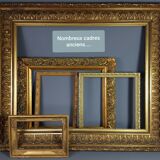 Old frame around 1850 wood - stucco, beaded interior edges, 52x48 hardwood 38x32 cm SB