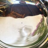 Silver metal serving dish