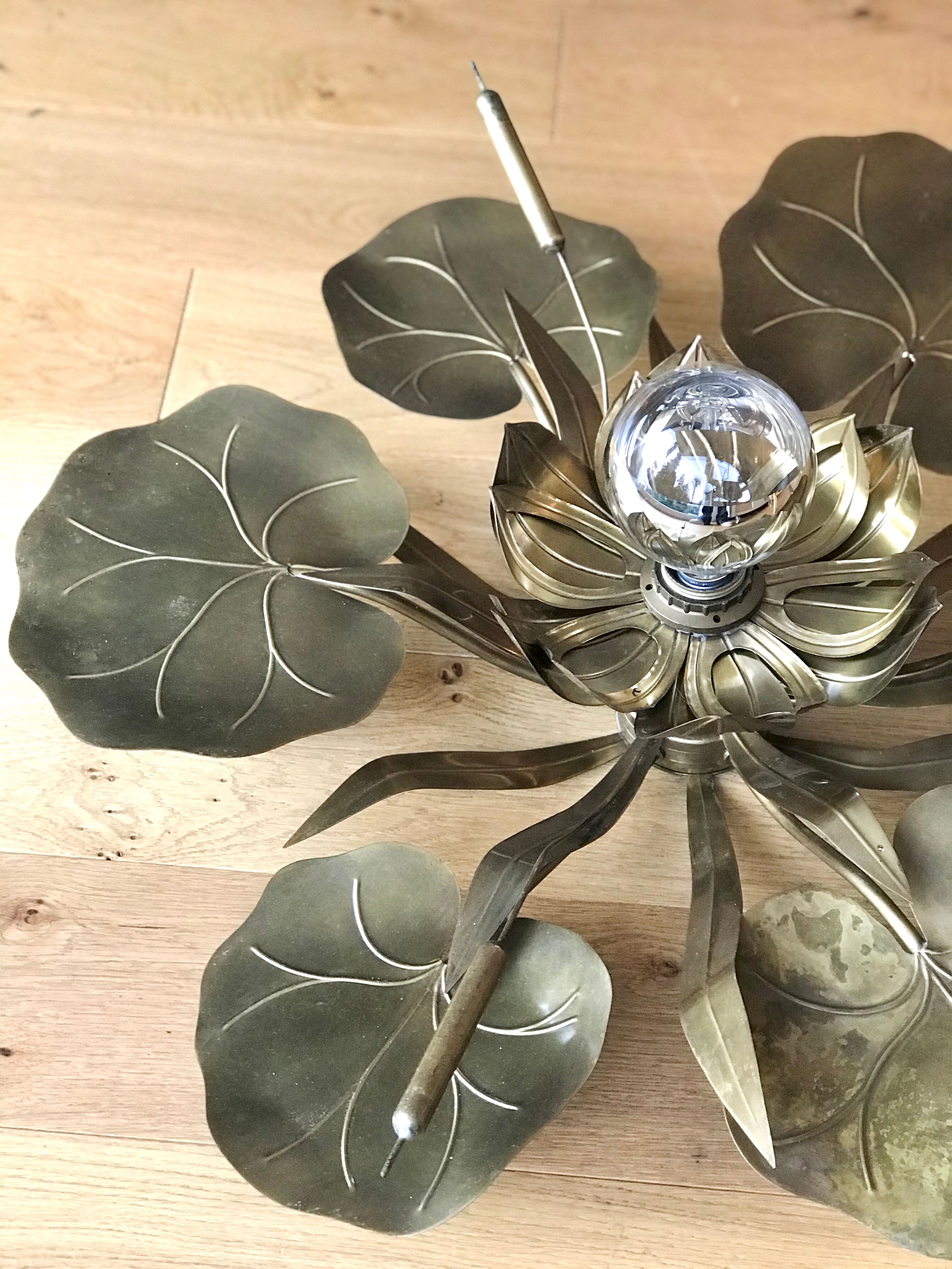 Water lily golden brass ceiling lamp