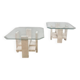 Vintage set travertine coffee tables 1970s
