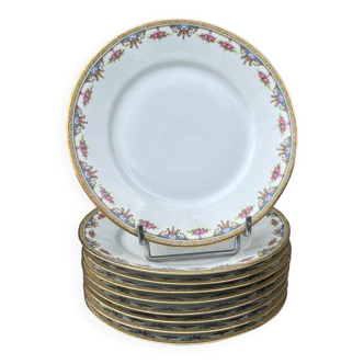 Set of 9 Limoges AP porcelain dessert plates