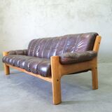 Mid-Century Teak and Leather 3-Seater Sofa from Ekornes, 1970s