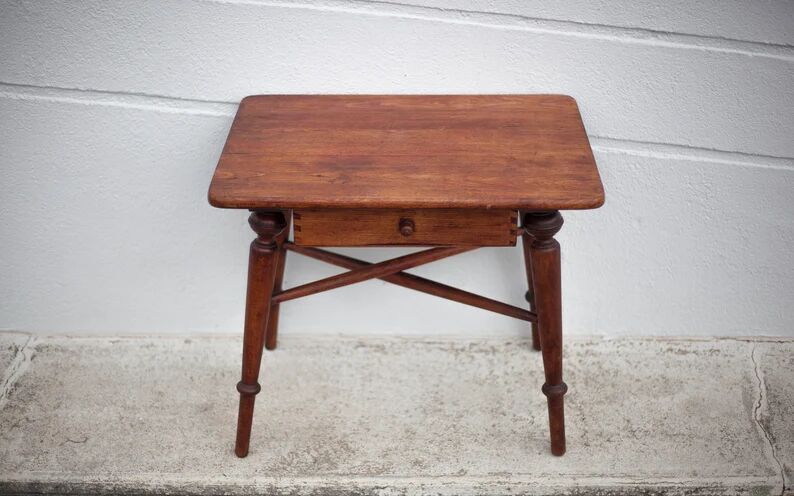 Wooden coffee table with drawer Thonet, side table bedside table, vintage end table.