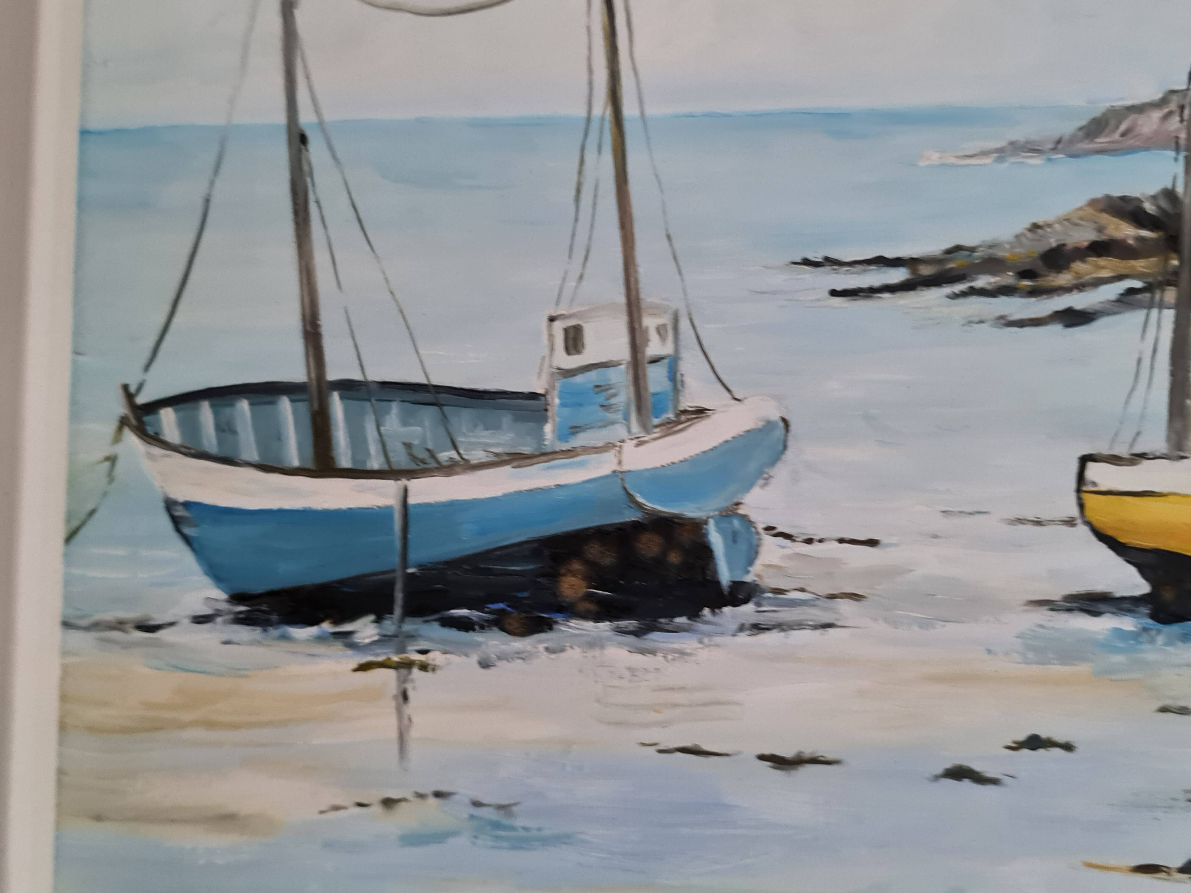 Oil painting on canvas Breton seaside landscape