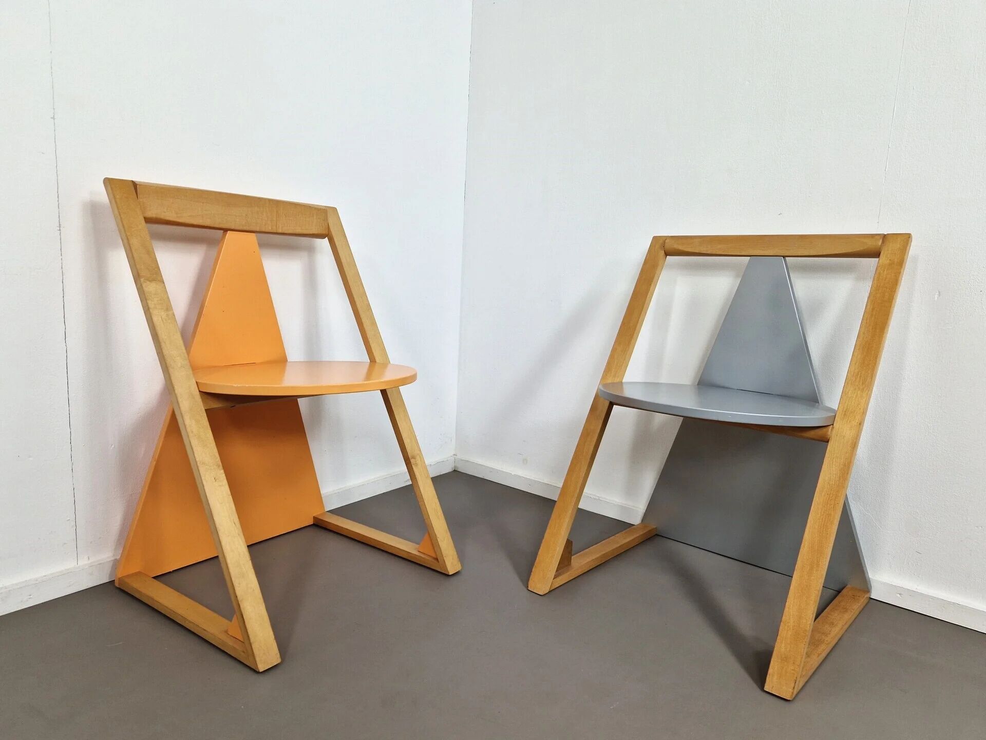 Pair of Memphis style postmodern chairs | 1980s