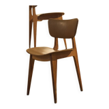 Trio of vintage 6157 chairs by Roger Landault leather and wood 1950