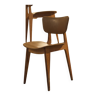 Trio de chaises vintage 6157 de Roger Landault cuir et bois 1950