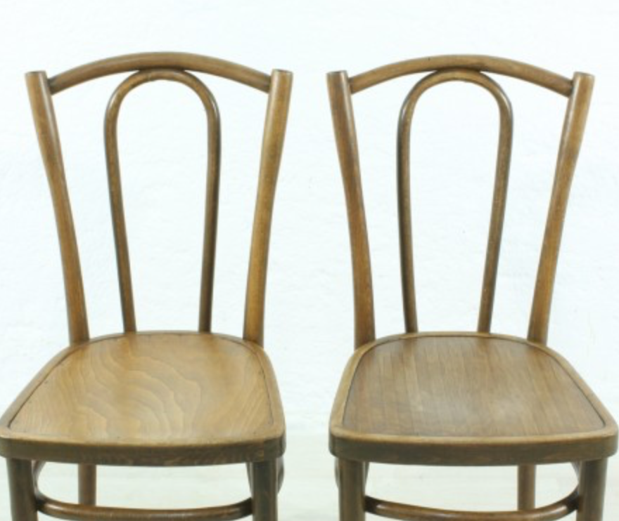 Set of 2 curved wooden chairs circa 1920