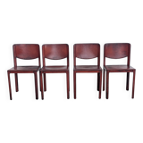 Lot de 4 chaises Matteo Grassi cuir rouge