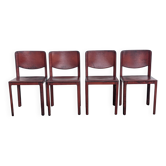 Lot de 4 chaises Matteo Grassi cuir rouge