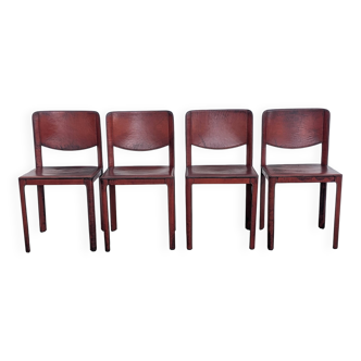 Lot de 4 chaises Matteo Grassi cuir rouge