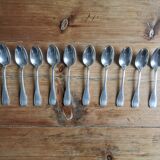 Set of 10 small silver metal spoons