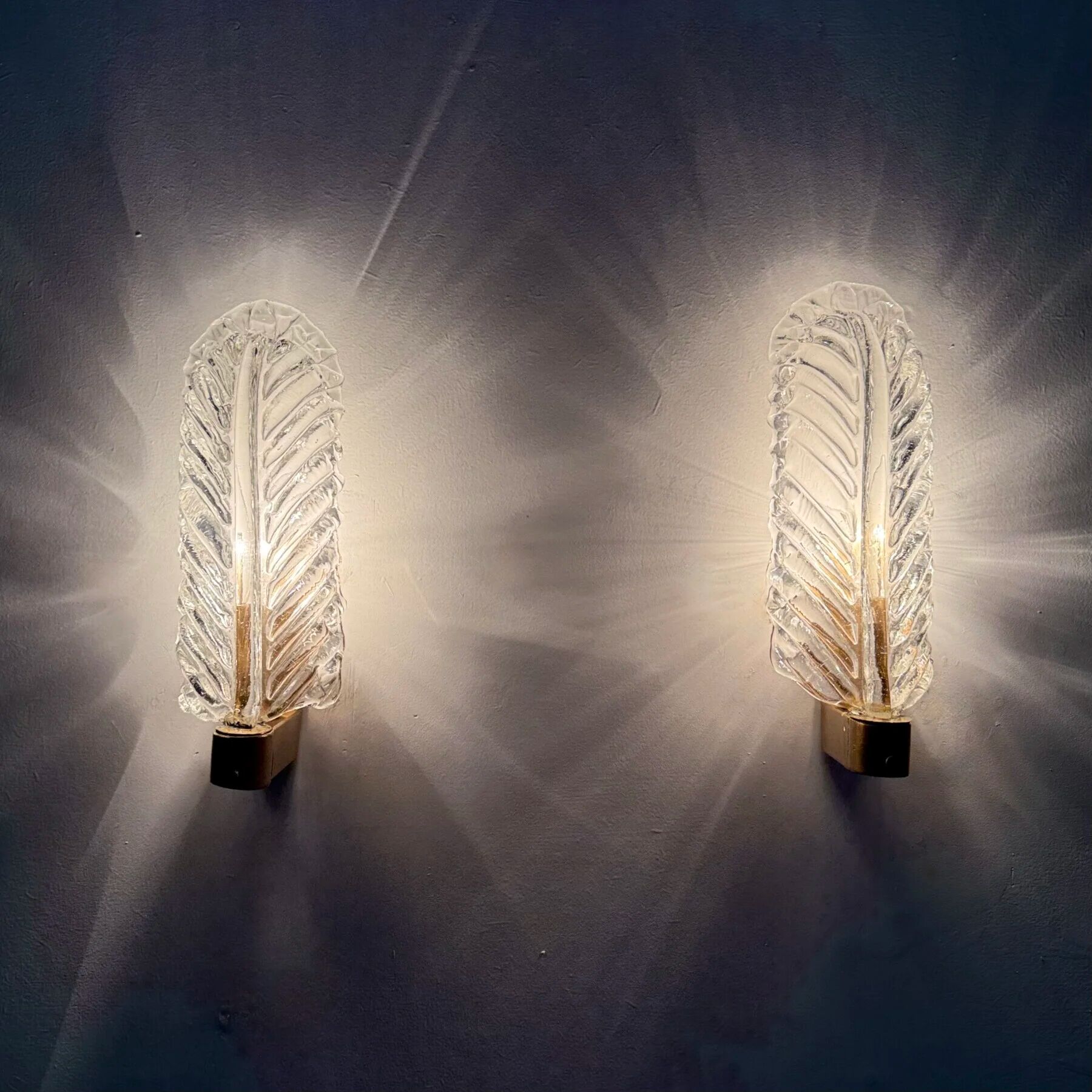 Set of 2 Barovier & Toso wall lamps sconce, 1950s Italy