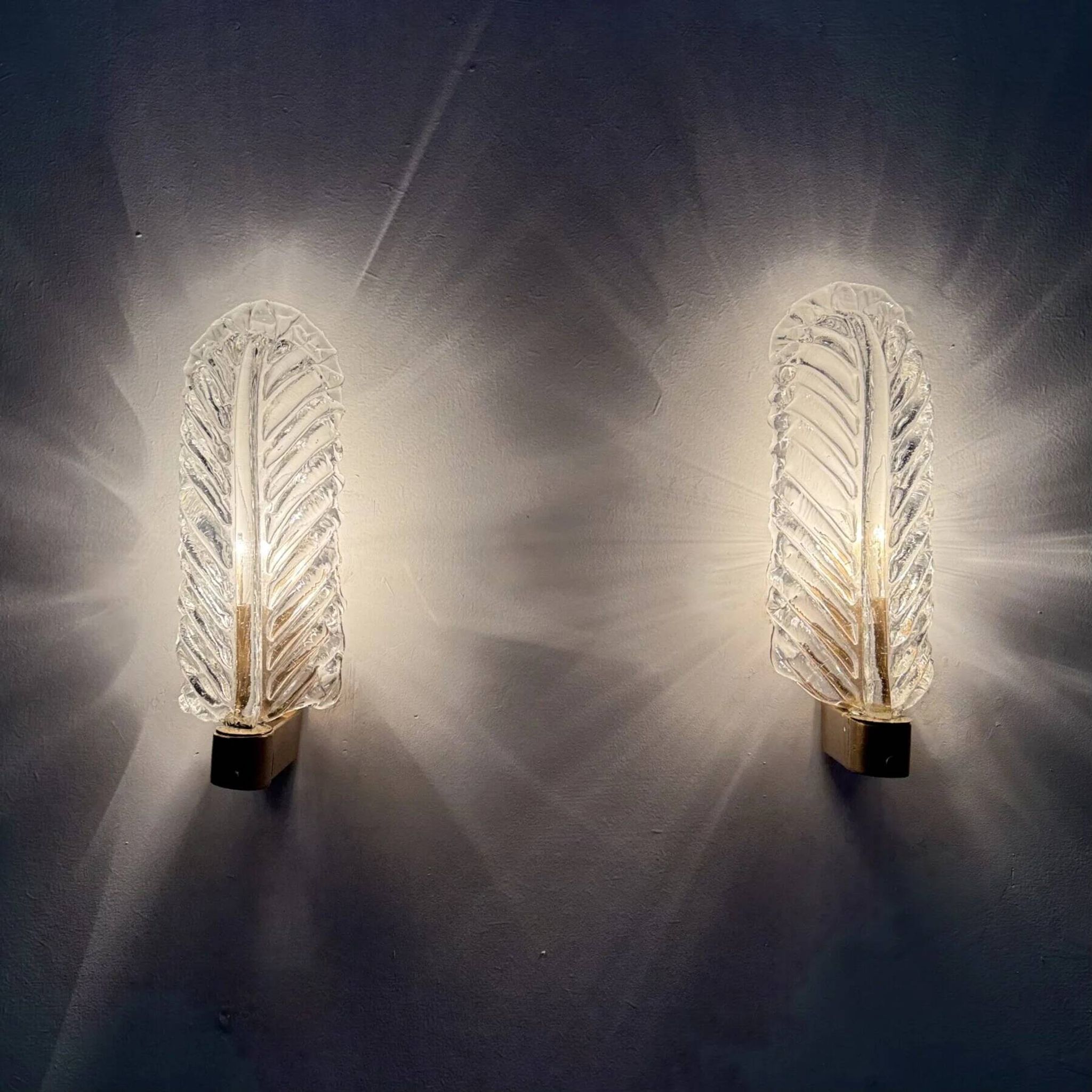 Set of 2 Barovier & Toso wall lamps sconce, 1950s Italy