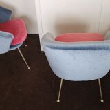 Egg curved armchairs from the 50s and 60s restored Italian design