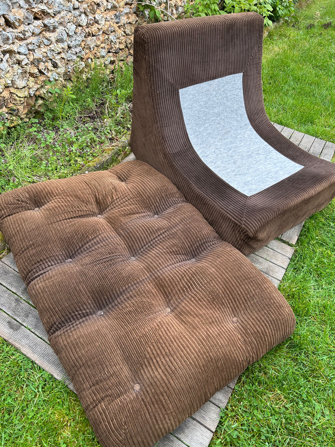 Vintage 1970s brown corduroy armchair