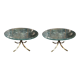Paire de tables basses rondes, verre, ca 1970