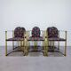 Ensemble de 6 fauteuils Belgo Chrome en laiton et cuivre