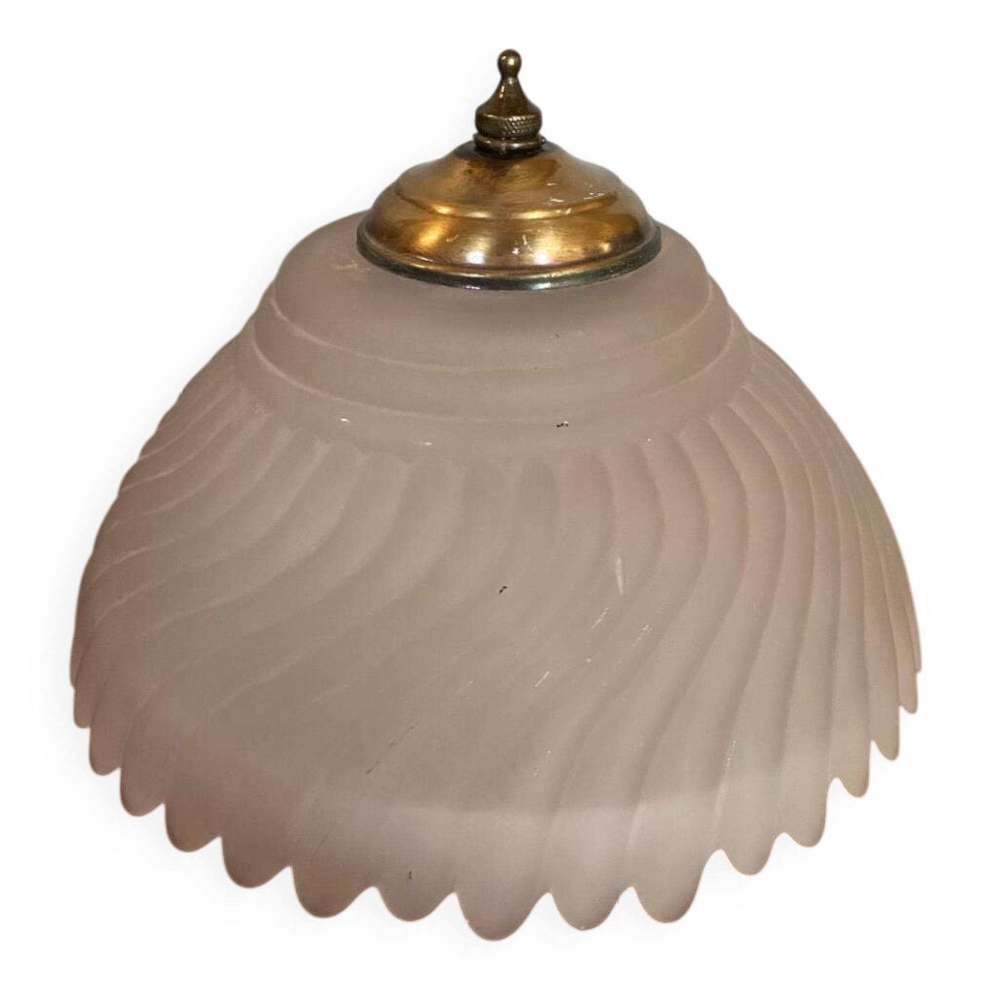 Antique Ceiling Light Sconce Molded Glass + Metal Support 70s Vintage #B845