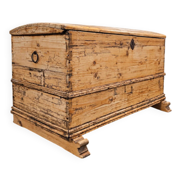 Coffre à couverture en pin naturel français / années 1920