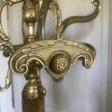 Freestanding brass coat rack