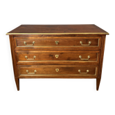Commode Louis XVI en Noyer Hêtre et laiton