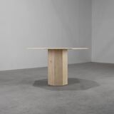 Mid-Century Italian octagonal Travertine Dining Table, 1980s