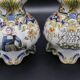 Paire de vase peints à la main "Rouen" Faïence 1910