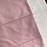 Drap ancien en lin et coton rose candy