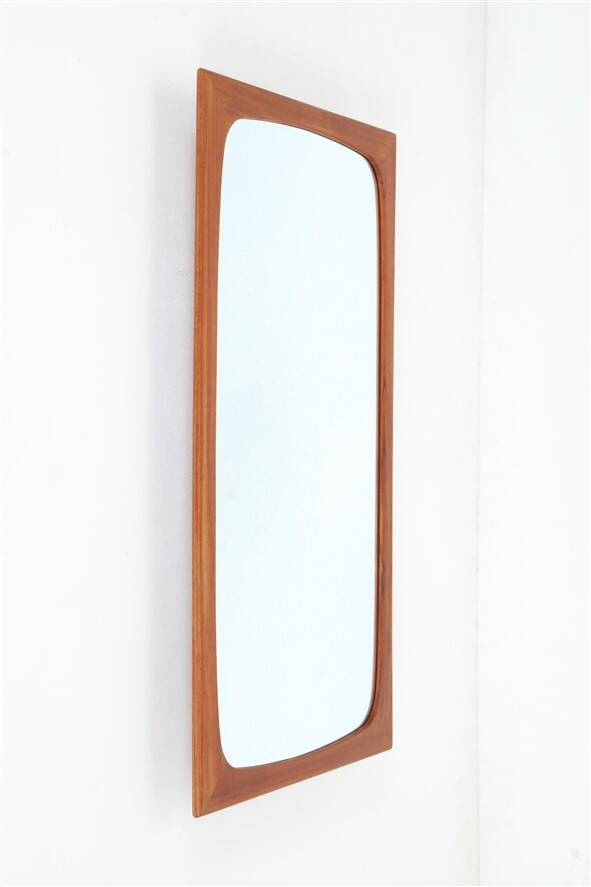 Fully restored mid-century teak mirror / Danish modern design / 1960s