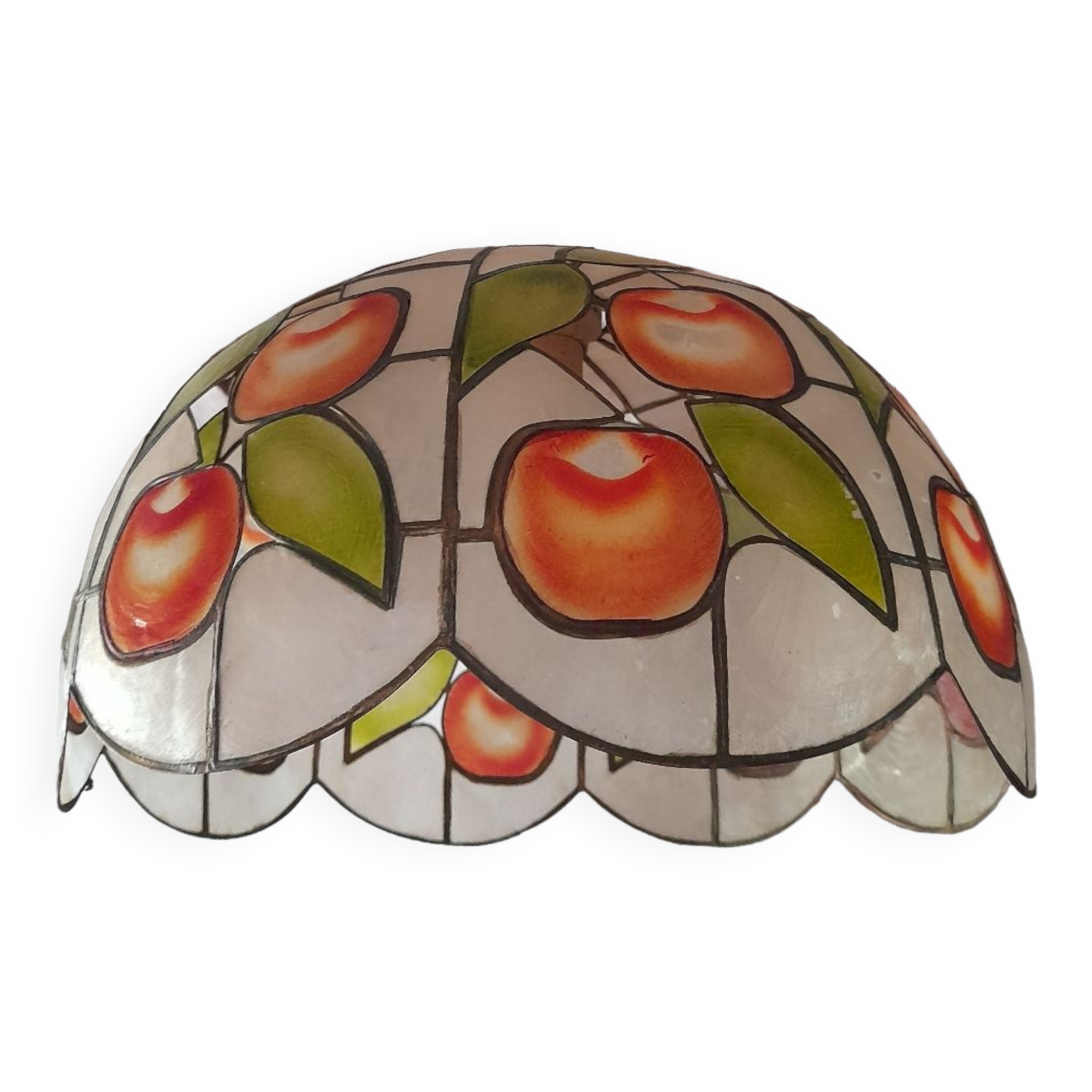 Chandelier suspension in mother-of-pearl red apples