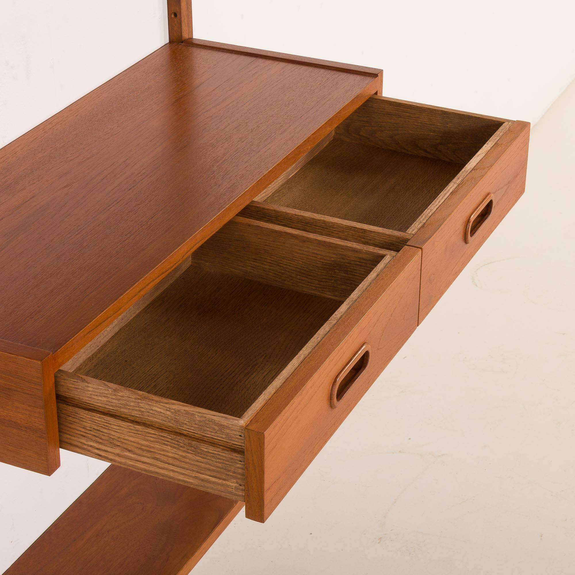 Scandinavian mid century teak wall unit with a console, 1960s